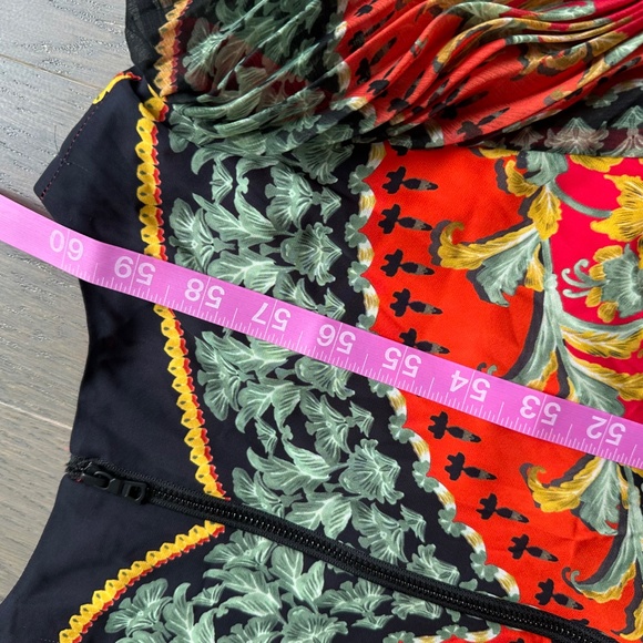 Alice + Olivia Bennet Pleated Maxi Dress Love Note Red Smocked Waist - Size 2 - Picture 10 of 10